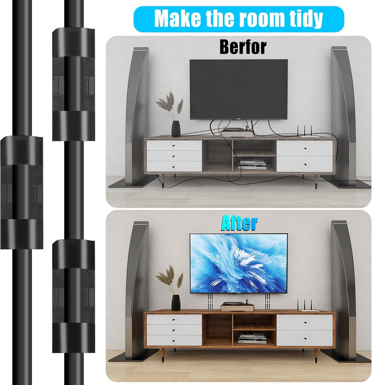 XHF 50pcs Medium Self Adhesive Cable Clips White,Wire Clips Cable Management Wire Organizer Cord Holder for Under Desk, Car, Wall, TV PC Ethernet Cable