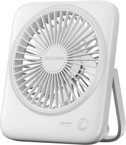 Otlonpe Personal Portable Desk Fan, 4000mAh Small Rechargeable Portable Fan Battery Operated & USB Powered for Travel Sleeping Bedroom Office Home Table, Cordless, Quiet, 4-Speed, 6.5 Inch (Black)