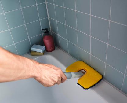Joseph Joseph CleanTech 2-in-1 Tile and Tub Scrubber and Grout Cleaning Brush with V-Shaped Bristles