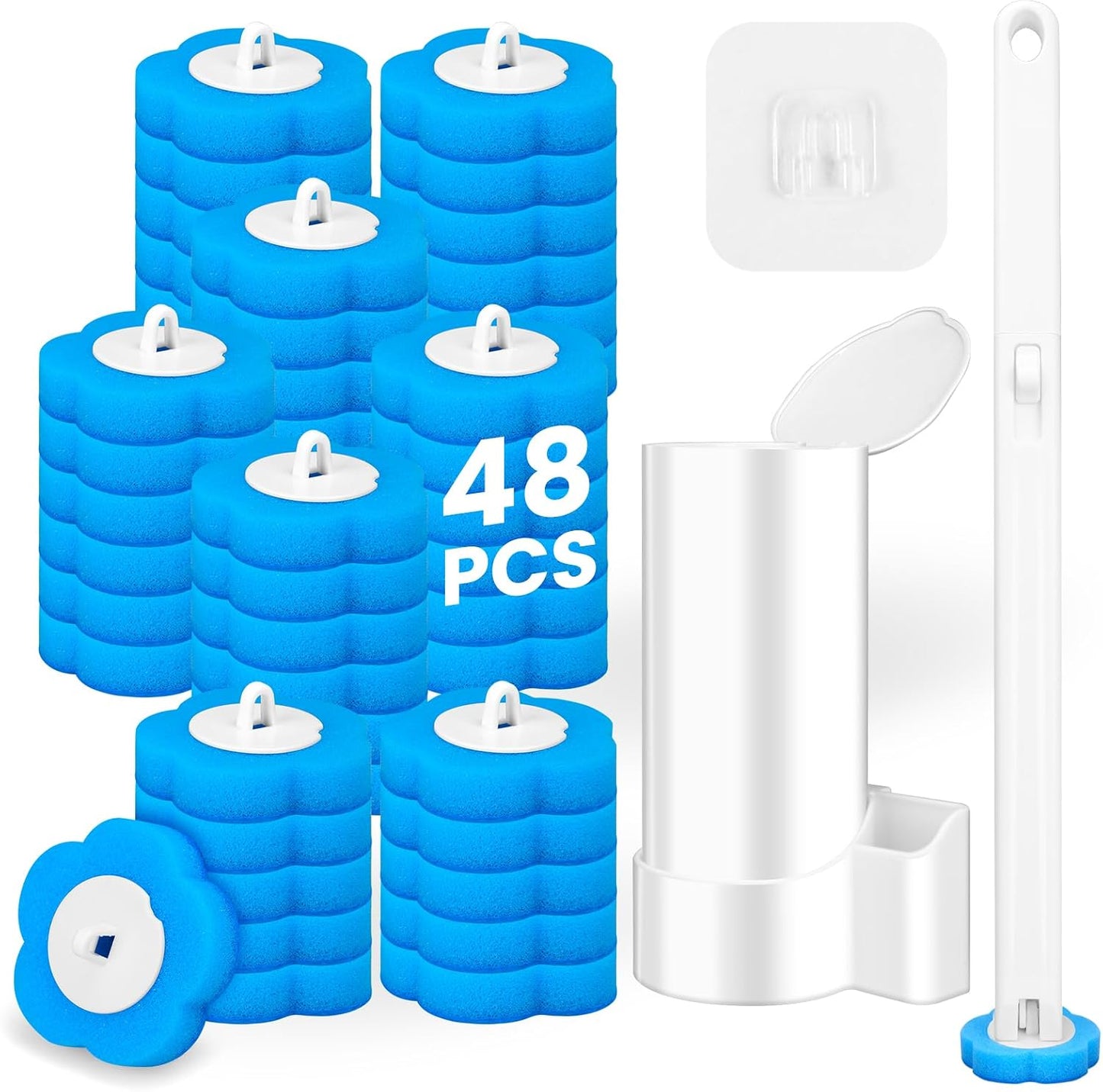 Disposable Toilet Brush, Extended Handle with 12 Cleaner Refills Toilet Brush for Toilet Bowl Cleaners, Bathroom Cleaning