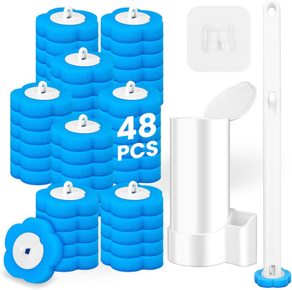 Disposable Toilet Brush, Extended Handle with 12 Cleaner Refills Toilet Brush for Toilet Bowl Cleaners, Bathroom Cleaning