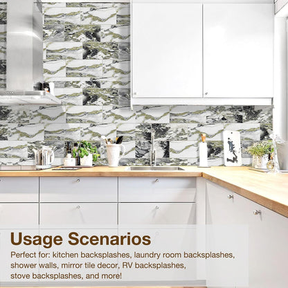 Havenly Peel and Stick Backsplash Tile for Kitchen & Bathroom Walls (White, 10 Tiles - 9.7 sq. ft. (0.9 m²))