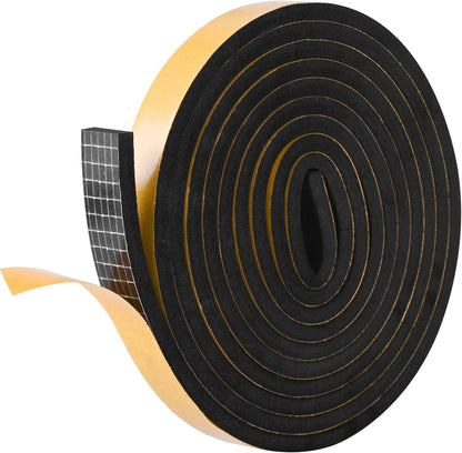 Kikerike Self Adhesive Foam Tape Weatherstrip 1/2In x 1/4In x 16.5Ft High Density Foam Insulation Strips Seal Weather Stripping with Strong Adhesive for Door and Window Sound Isolation Soundproofing