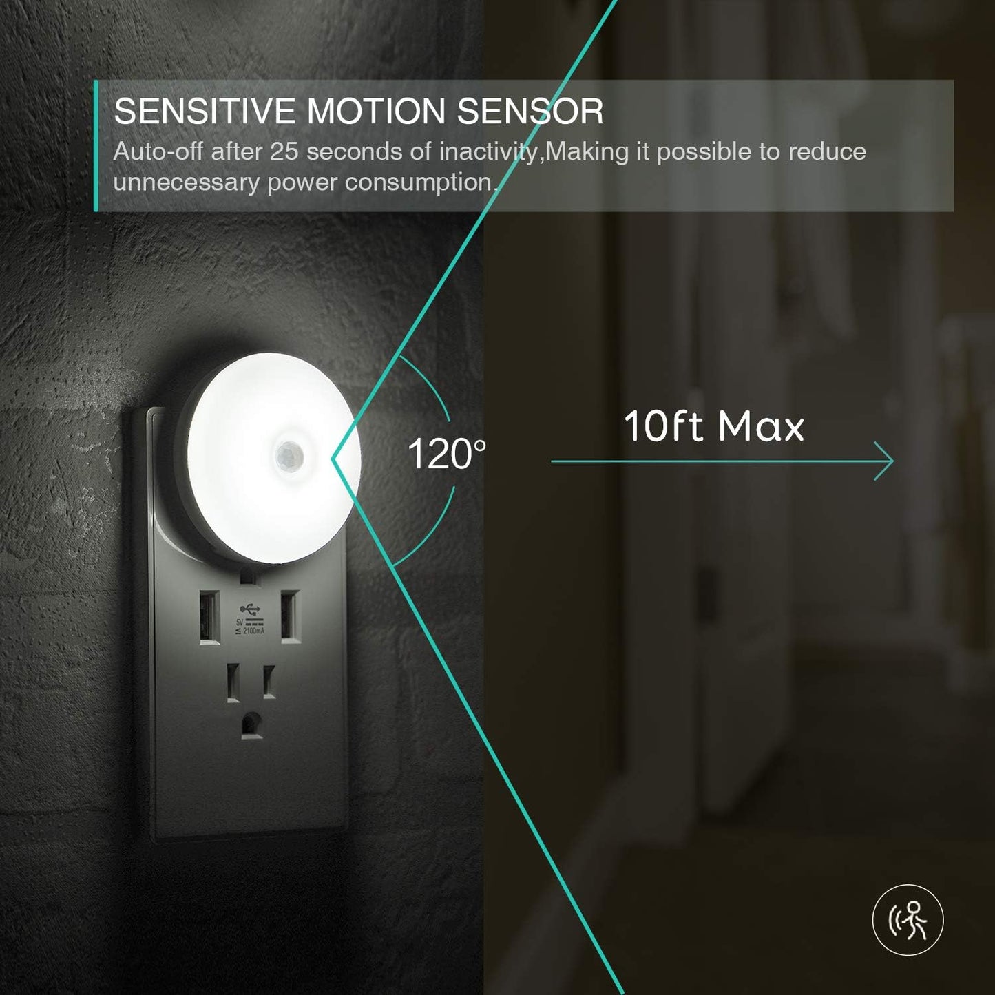 Motion Sensor Night Light, 2 Pack Motion Activated Night Light Plug in, Automatic ON OFF, 3200K Warm Hue, LED Nightlights Plug into Wall, for Bathroom, Kitchen, Bedroom, Kids room, Hallway, Stairway