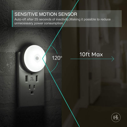 Motion Sensor Night Light, 2 Pack Motion Activated Night Light Plug in, Automatic ON OFF, 3200K Warm Hue, LED Nightlights Plug into Wall, for Bathroom, Kitchen, Bedroom, Kids room, Hallway, Stairway