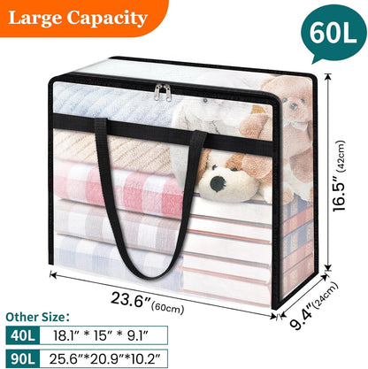 TasticTotes 6 Pack Clear Storage Bags for Comforter, Clothes & Bedding, Plastic Blanket Storage with Zipper and Handle, Moving Bags, Closet Organizer and Under-Bed Storage (40L)