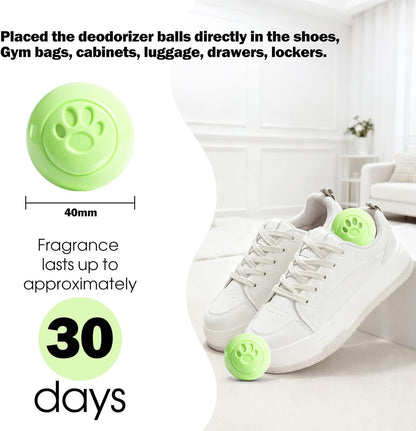 SCENTORINI Shoe Deodorizer Balls, 8 Pack Jasmine Scent Sneaker Deodorizer Balls, Odor Eliminator for Smell Shoes Boots, Long Lasting Shoe Freshener for Gym Bags, Drawers and Small Spaces
