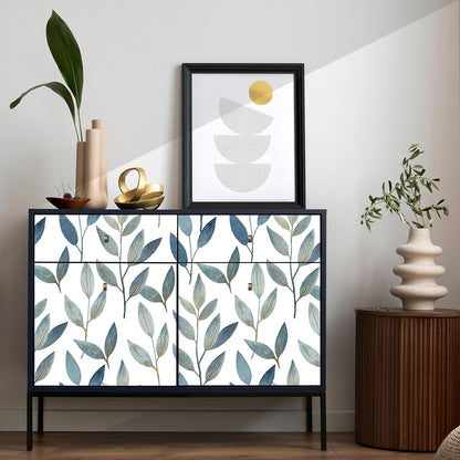 Blue Gold Leaf Peel and Stick Wallpaper Modern Self Adhesive Contact Paper Waterproof Removable Wall Paper for Bathroom Living Room 17.7"x70.8" Luxury Decorative Wallpaper