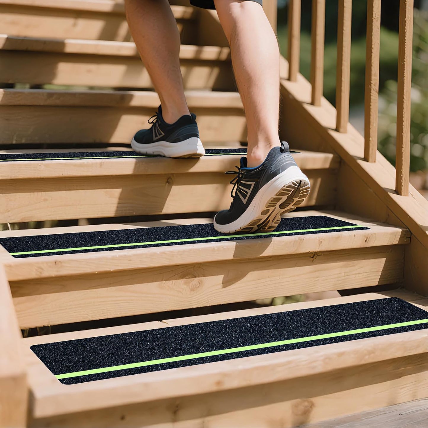 LifeGrip Anti Slip Traction Treads 10 Pack, 6"x32" with Glow in Dark Stripe, Best Grip Tape Grit Non Slip, Outdoor Non Skid Tape, High Traction Friction Abrasive Adhesive for Stairs Step