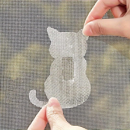 10pcs Animal Shaped Window Screen Repair Patches, Adorable Door Mesh Tape, Waterproof Mosquito-Proof Self-Adhesive Patch for Tears Holes, Home Decor Protection(10PCS Cat)