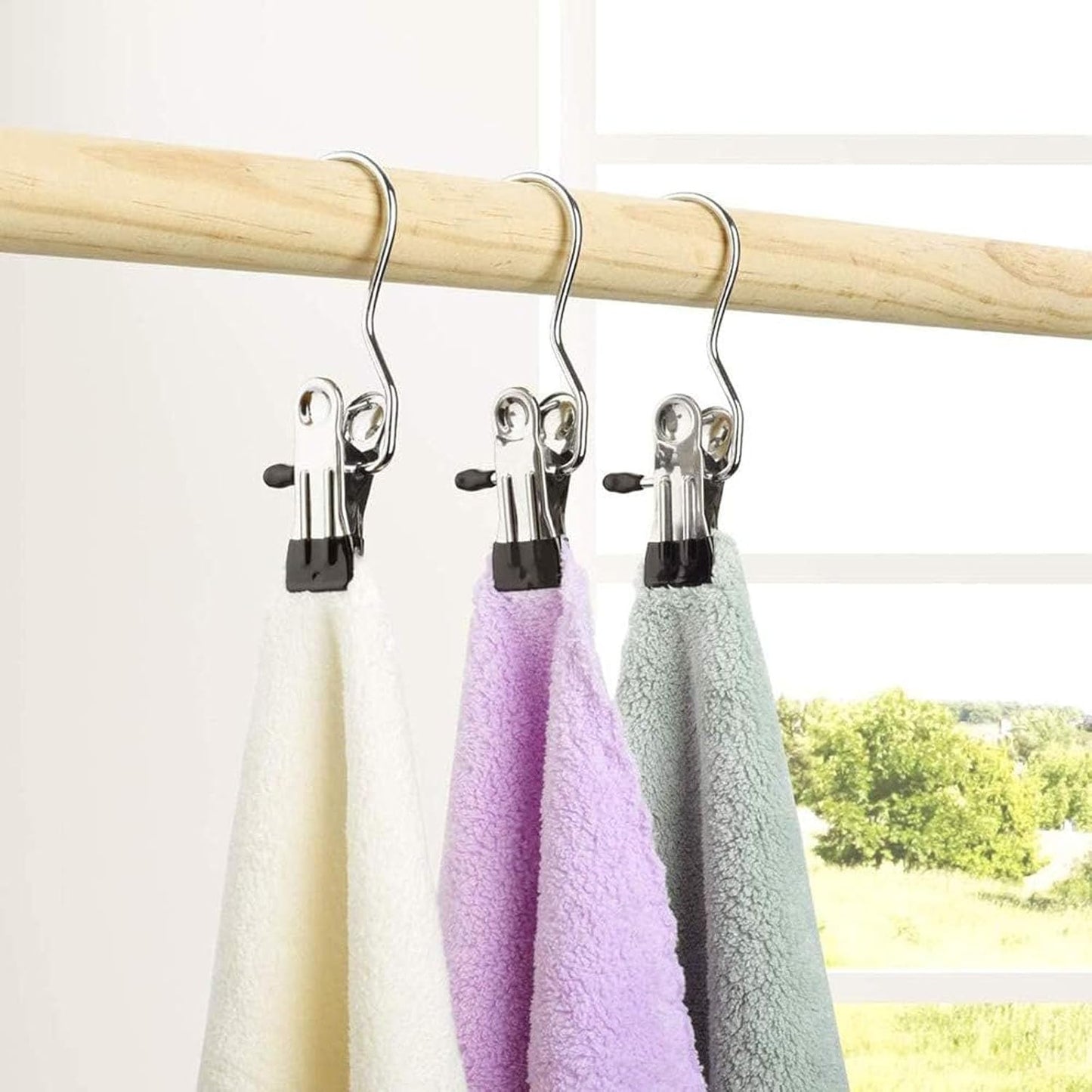 Clips for Hanging, Clothes Drying Clip Multifunctional Seamless Towel Hat Sock Windproof Pants Clip, Stainless Steel Hook Hanger Clips for Pants, Socks, Towels, Hats, Boots, and Travel
