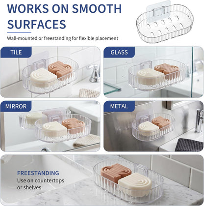 Shower Caddy Compatible with Kitsch Shampoo – Self-Draining Shampoo Bar Holder & Shower Shelves for Conditioner Bars & Soap – Wall Mount or Free-Standing Organizer (2 Pack)