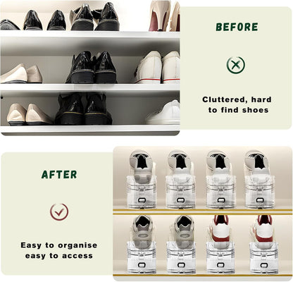 FENRUNXU Shoe Slots Organizer for Closet,12PACK Shoe Stacker Shoe Rack Organizer for Closet Space Saver Storage Shoe Holder Organization(Transparent)