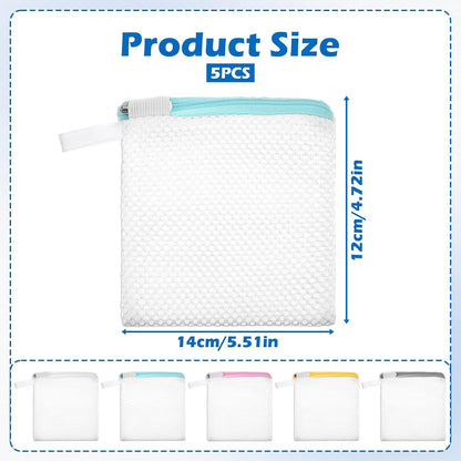 6 Pcs Small Lingerie Bags for Washing Delicates, Mesh Laundry Bags Small with Zipper, Wash Bag for Underwear, Socks & Bras, Foldable and Reusable for Travel & Home