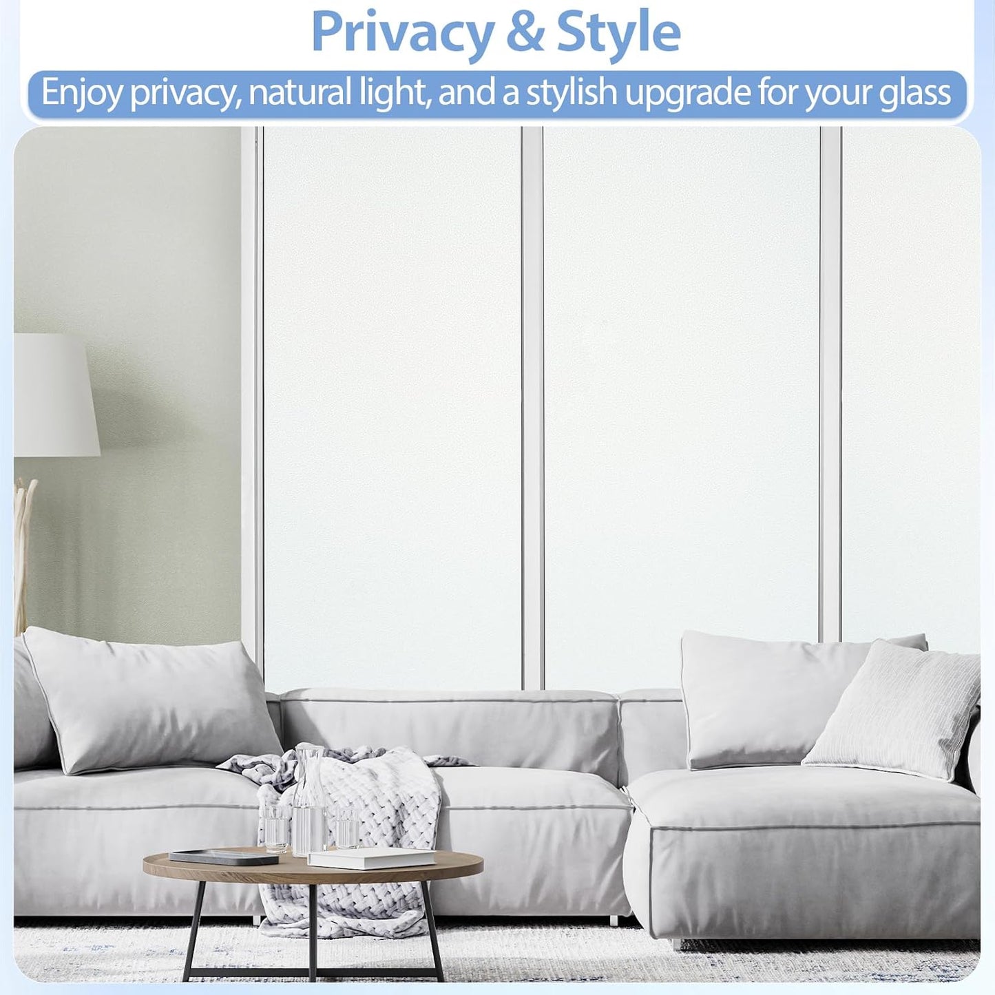GTJ Frosted Window Privacy Film, Static Cling No Glue Removable Reusable, UV Blocking Glare & Heat Reduction, for Bathroom Glass Door Home Office, 17.5" x 78.7"in