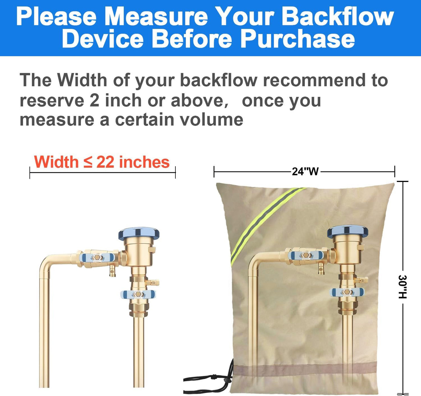 Outdoor Faucet Covers for Winter Freeze Protection, 16” x 20" Backflow Preventer Insulation Cover, Waterproof Pipe Insulation Cover for Snow, Sun Exposure - Beige