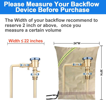 Outdoor Faucet Covers for Winter Freeze Protection, 16” x 20" Backflow Preventer Insulation Cover, Waterproof Pipe Insulation Cover for Snow, Sun Exposure - Beige