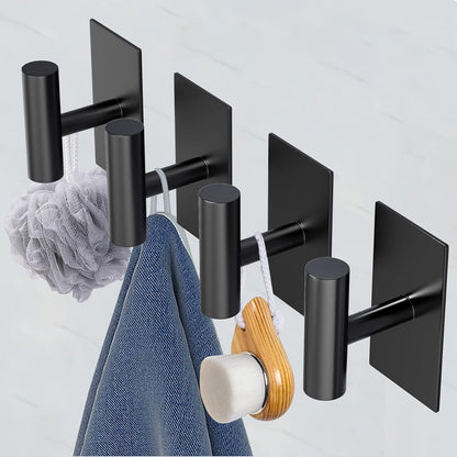 VAEHOLD Wall Towel Hooks, Heavy Duty Sticky Holder Waterproof Towel Hooks for Hanging Coat, Clothes, Closet Hook Wall Mount for Kitchen (Silver, 4 Pack)