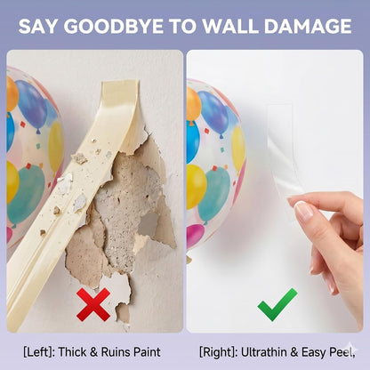 Thin Double Sided Tape, 7 Rolls Clear Nano Tape Kit in Multi-Sizes | Removable & Damage Free Wall Adhesive for Posters, Room Decor, Balloon Arch and Crafts, Washable Traceless Mounting Tape