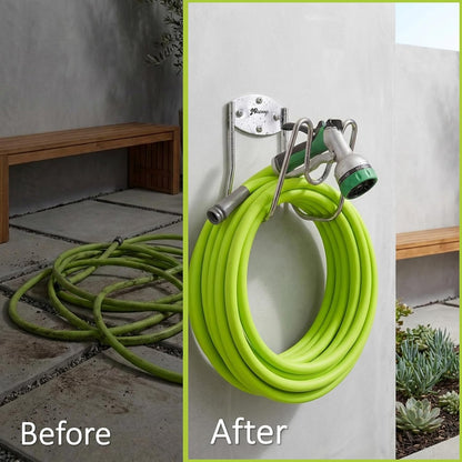 JBscoop Stainless Steel Garden Hose Holder Wall Mount – Silver SUS304 Hose Hanger for Indoor & Outdoor Use