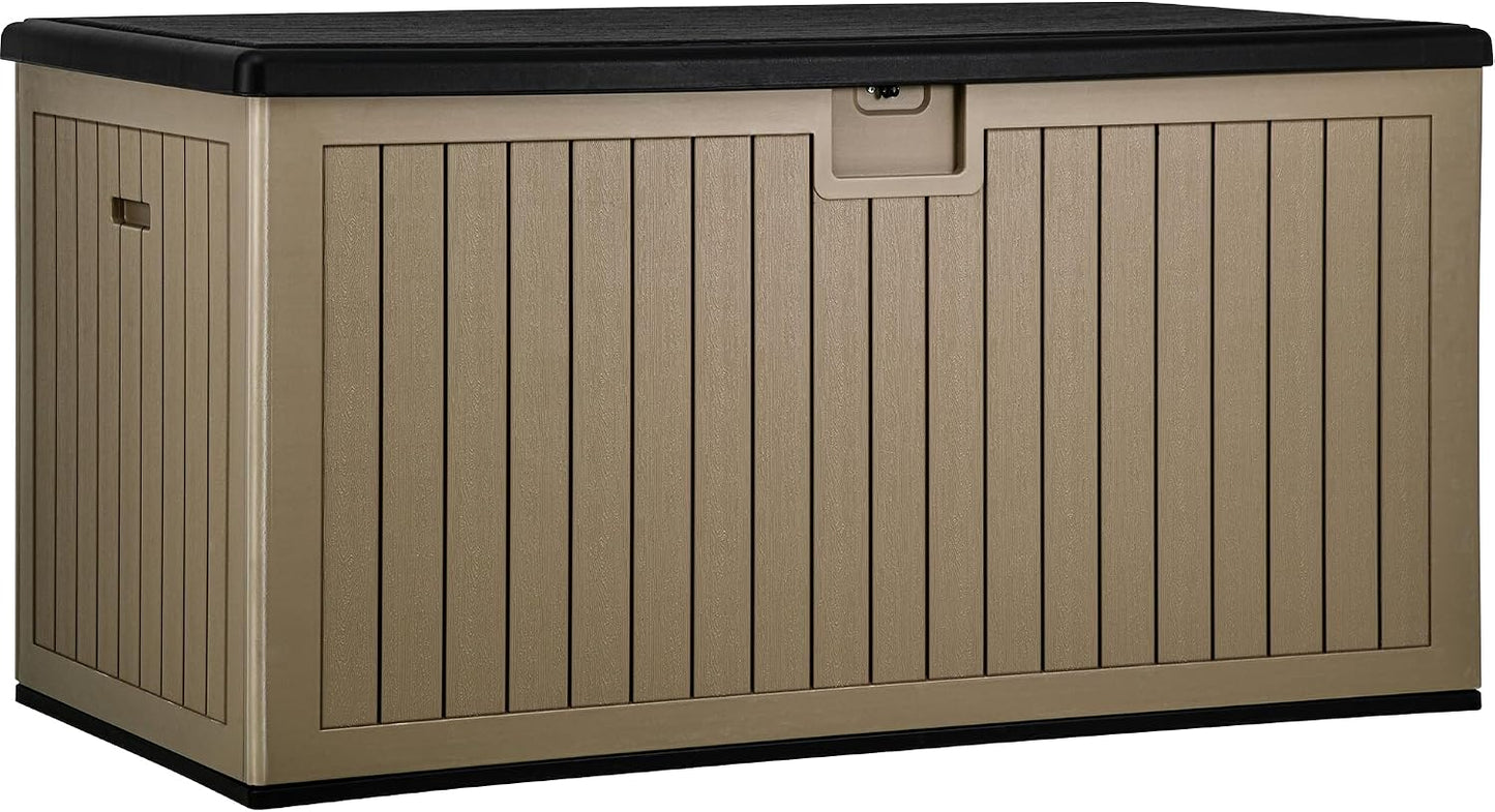 YITAHOME 100 Gallon Large Outdoor Deck Box | Waterproof Resin Storage Box, Lockable Indoor Outdoor Storage Container for Patio Furniture Cushions, Pool Accessories