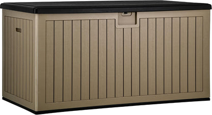 YITAHOME 100 Gallon Large Outdoor Deck Box | Waterproof Resin Storage Box, Lockable Indoor Outdoor Storage Container for Patio Furniture Cushions, Pool Accessories
