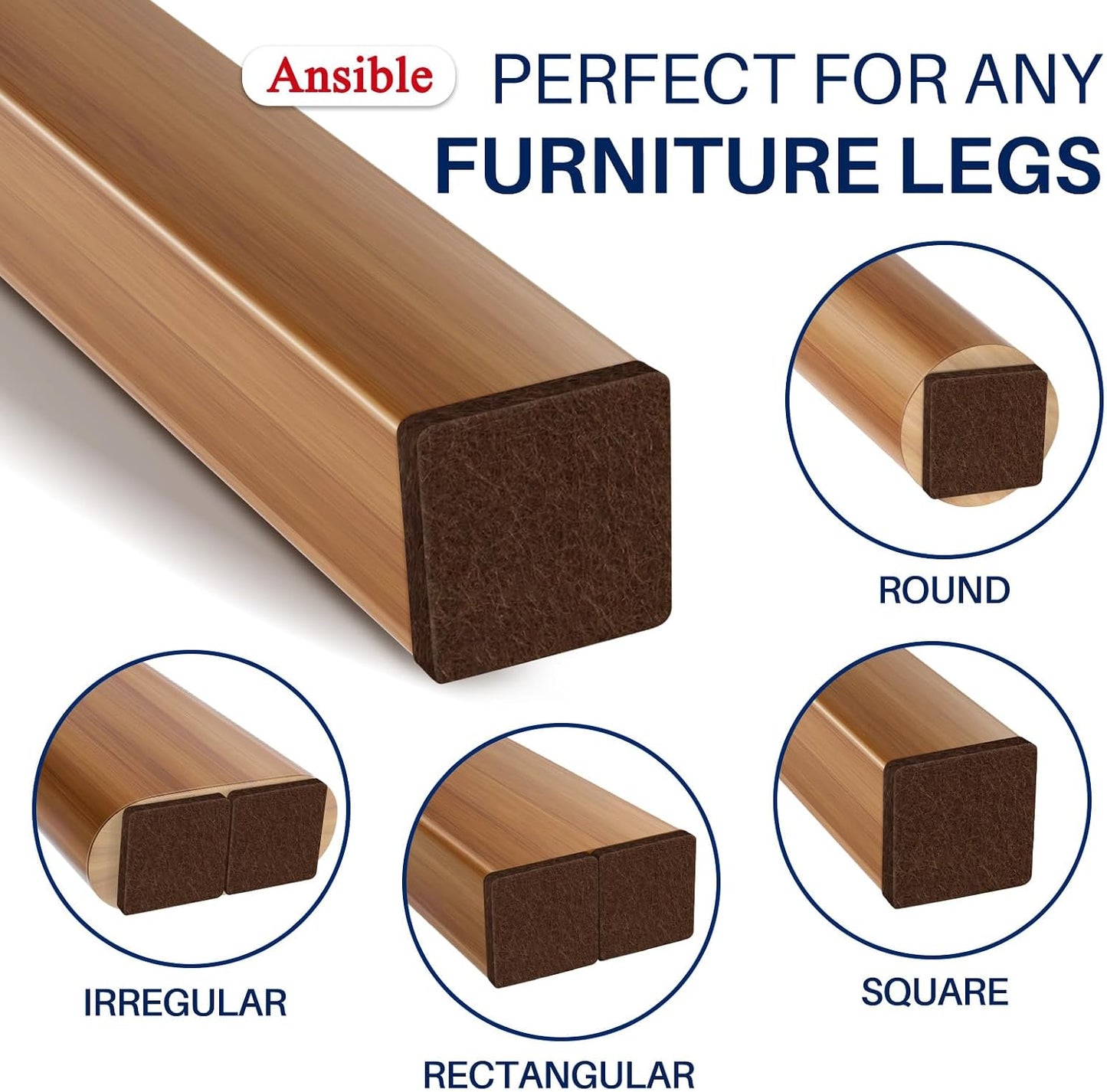 Ansible 60 PCS Felt Furniture Pads 1", Felt Pads for Chair Leg Floor Protectors for Hardwood Floors Round (Beige)