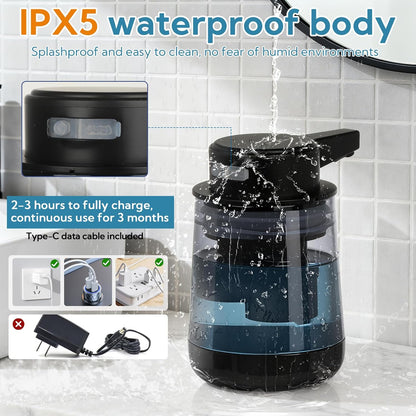 2 Pack Automatic Soap Dispenser Touchless Automatic Foaming Soap Dispenser 3-Level Adjustable Modern Foam Soap Dispensers 10.5oz/300ml USB Rechargeabled for Bathroom Kitchen Office
