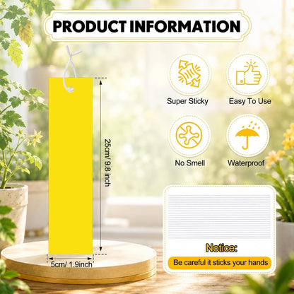 250 Pack Yellow Sticky Fly Traps for Gnats Indoor Outdoor with Twist Ties Double Sided Hanging Fly Paper Strips for Plant Insect Mosquitoes Fruit Flies Garden Farm Kitchen (2 x 10 Inch)