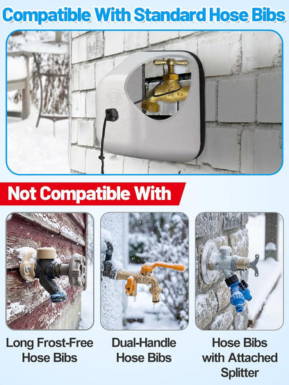 Outdoor Faucet Covers for Winter, Easy to Install Insulated Foam Protector Against Freeze for Outside Faucet Water Spigot Garden Hose Bib, Resuable, 2 Pcs
