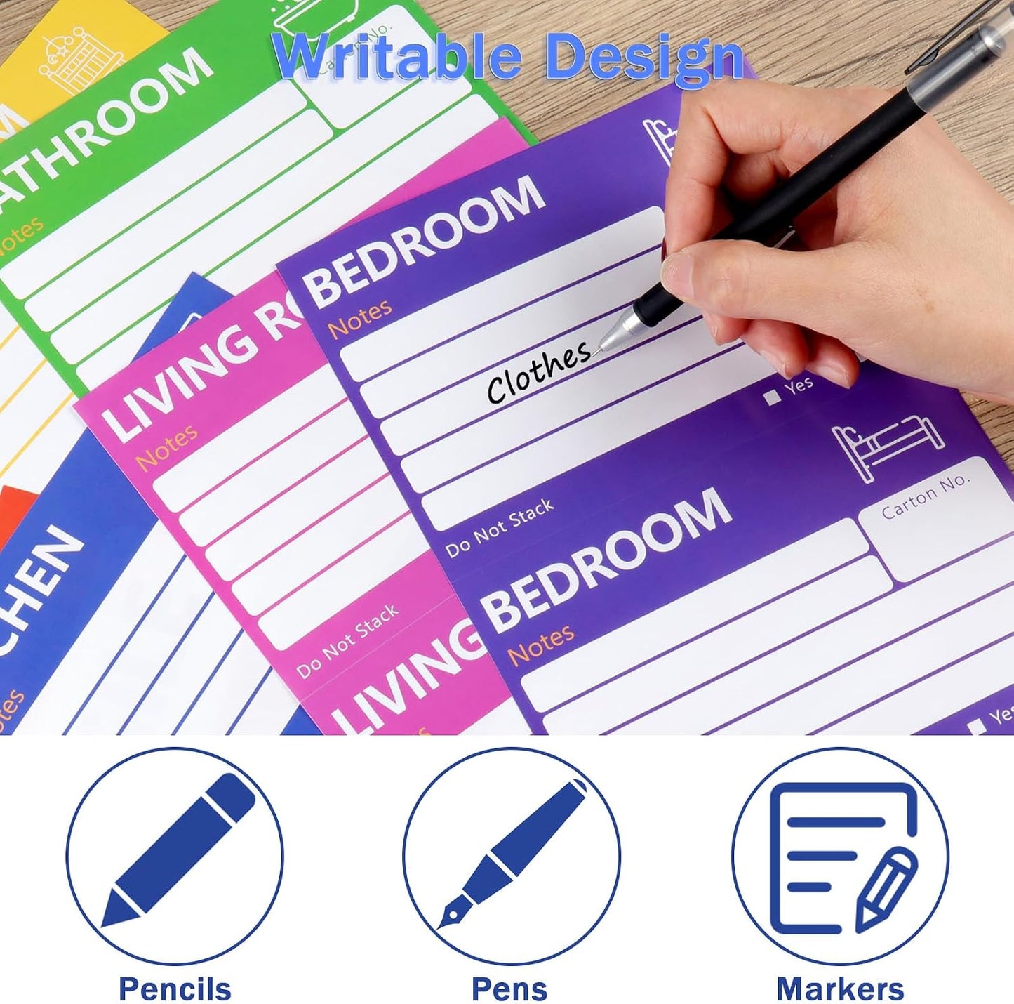 6 x 4 in Large Moving Labels for Boxes, Home Moving Packing Color Coded Stickers Supplies Labels with Writable Notes Areas, Fragile Blank Moving Boxes Stickers 160pcs