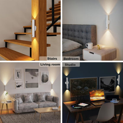 LYTARA Battery Operated Wall Sconce Set of Two, Rechargeable Wall Lights with Motion Sensor, Remote Control, Dimmable Metal Magnetic Wall Lamp for Decor, Bedroom, Night Light (Black, 2 Pcs)
