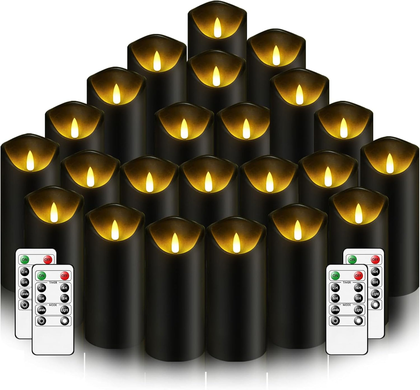 Nimiko Flameless Candles with Remote, Battery Operated Flickering Flameless Candles, LED Candles with Timer 2/4/6/8H, with Realistic LED Candles Set of 9 (D3 x H 3" 4" 5" 6" 7") (White)