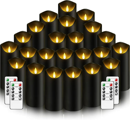 Nimiko Flameless Candles with Remote, Battery Operated Flickering Flameless Candles, LED Candles with Timer 2/4/6/8H, with Realistic LED Candles Set of 9 (D3 x H 3" 4" 5" 6" 7") (White)