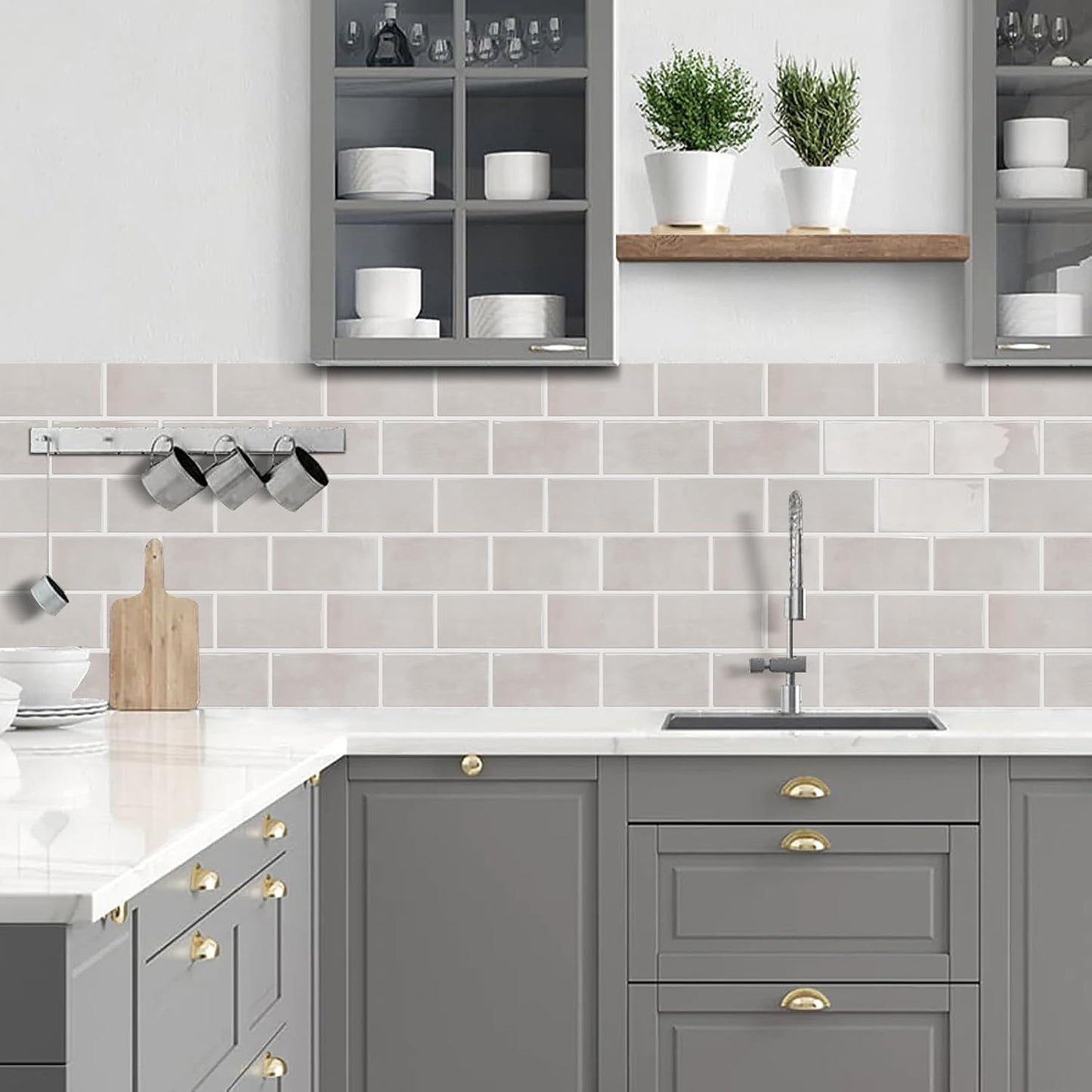 STICKGOO 10-Sheet Subway Tile Peel and Stick Backsplash, Self Adhesive Vinyl Wall Tiles, Stick on Backsplash for Kitchen and Bathroom(Thicker Design)
