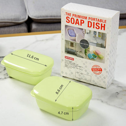 Quatish Leakproof Soap Dish with Lid & Draining Layer, Shatterproof Travel Bar Soap Holder Case Container, Portable Travel Size Toiletries Essentials for Camping, Gym, Bathroom, Black