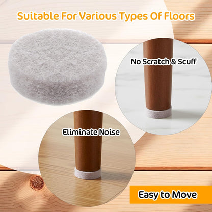 Felt Furniture Pads for Hardwood Floors - 96 Pcs Self Adhesive Chair Felt Pads, Anti Scratch Floor Protector, Furniture Sliders Moving Your Furnitures Smoothly, 3/4" Round