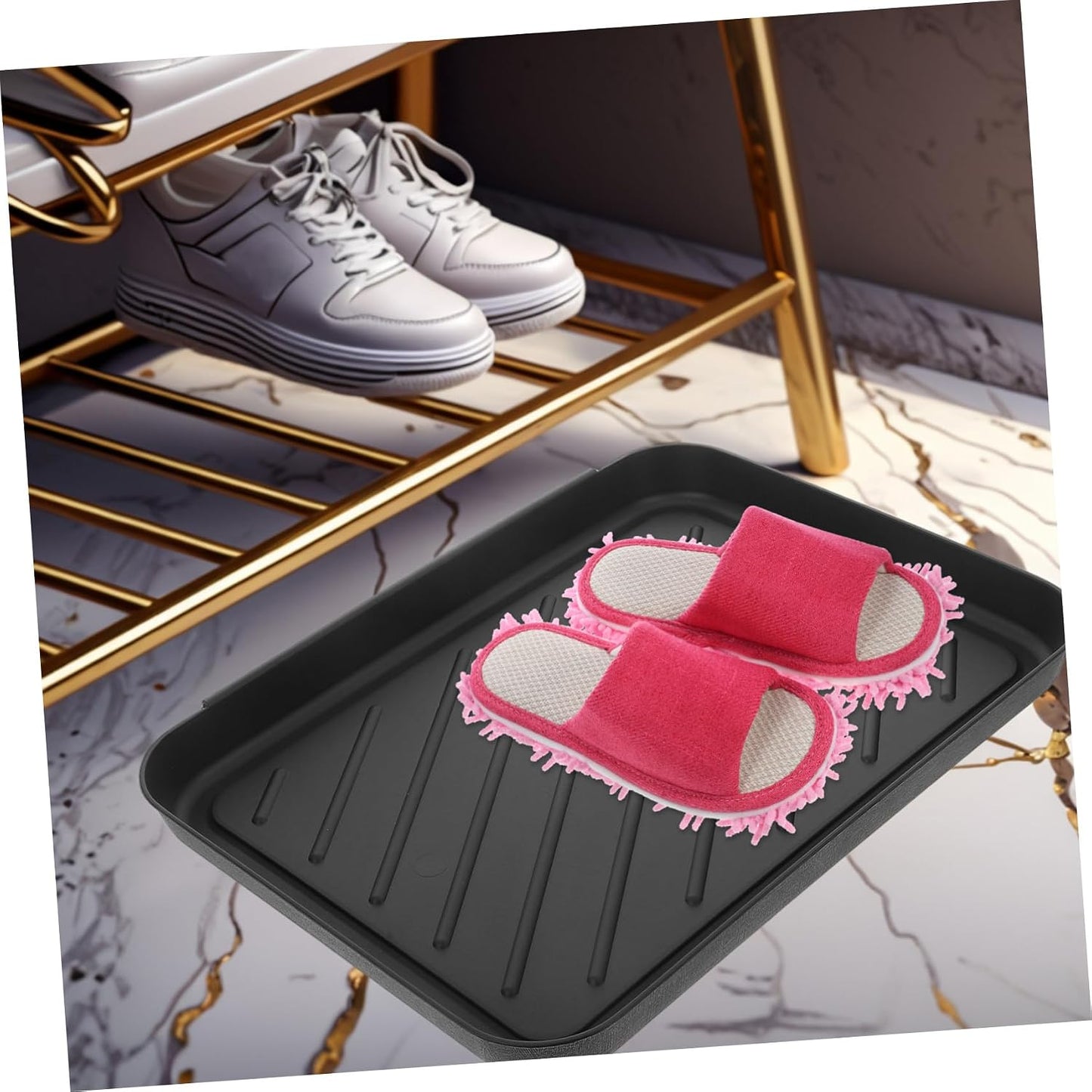 Zerodeko 2pcs Heavy Duty Boot Tray Multi-Purpose Shoe Mat with Raised Edge Versatile Indoor Outdoor Storage for Shoes Pets and Miscellaneous Items Small