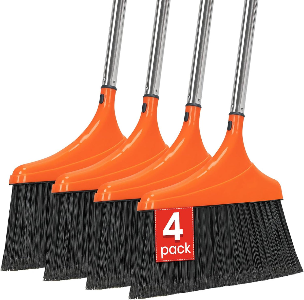 Heavy-Duty Angle Broom for Floor Cleaning with 52" Long Handle Stiff Bristle Angle Commercial and Industrial Broom, Indoor Outdoor Broom for Garage Kitchen Office Lobby Patio