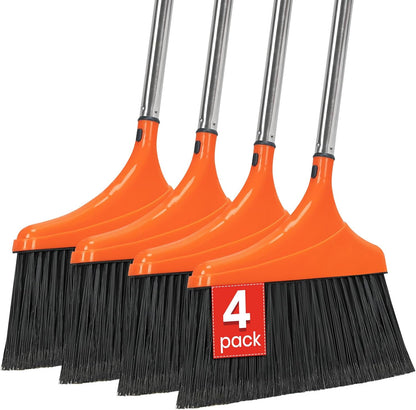 Heavy-Duty Angle Broom for Floor Cleaning with 52" Long Handle Stiff Bristle Angle Commercial and Industrial Broom, Indoor Outdoor Broom for Garage Kitchen Office Lobby Patio