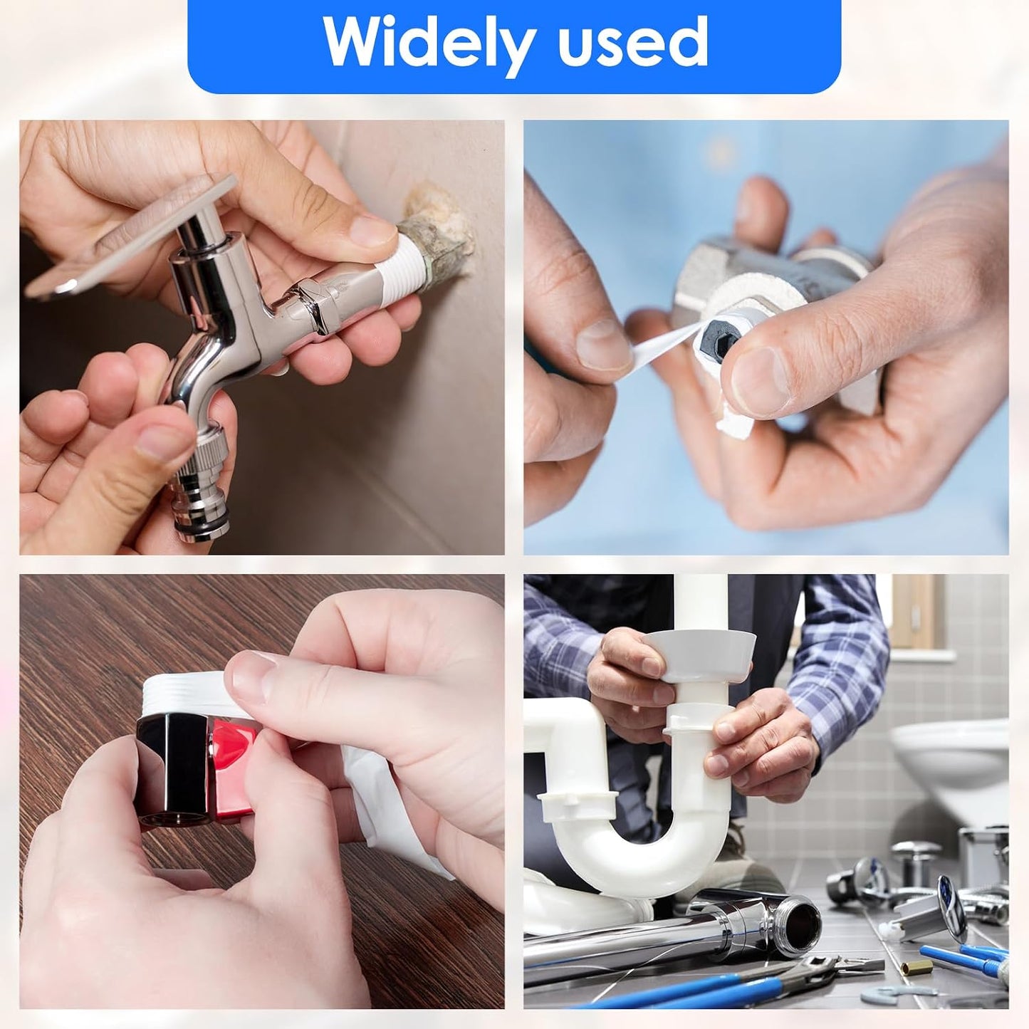 24Pcs Plumbing Tape Waterproof PTFE Tape Plumber Pipe Tape Pipe Thread Sealing Tape Water Hose Tape for Shower Head Pipe 0.79inch Wide 590.55inch Long