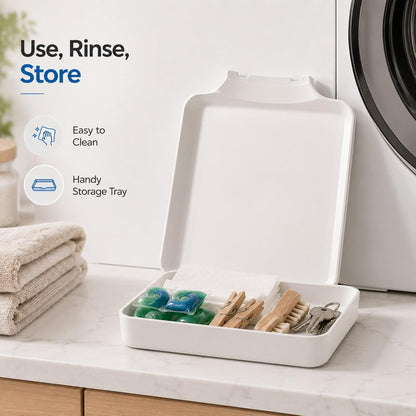 Universal Front-Load Washing Machine Drain Pan, Washer Drain Funnel Tray for Filter Cleaning, Pump Maintenance, and Water Catching (White)