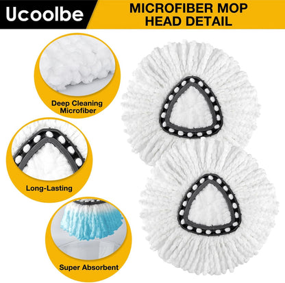 Spin Mop Replacement Head for O Cedar 2 Tank RinseClean, 4 Microfiber mop Refill, 1 Scrub Brush, 1 Mop Stick, 1 Mops Base, Deep Cleaning, 30" to 58" Mop Handle Replacement