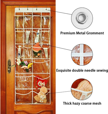 Extra Large Hanging Crystal Clear Over Door Shoe Organizers, Closet Shoe Organizer Shoe Rack Organizer Shoe Storage, 12+6Pockets, 4Hooks, white (59"x 21.6")
