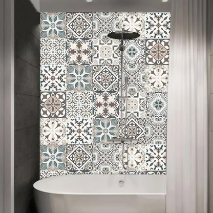 10PCS Peel and Stick Tile Backsplash Stickers, 4"x4" DIY Backsplash Mandala Style Stickers for Kitchen & Bathroom, Self-Adhesive Removable Waterproof Tile Decals for Home Decor
