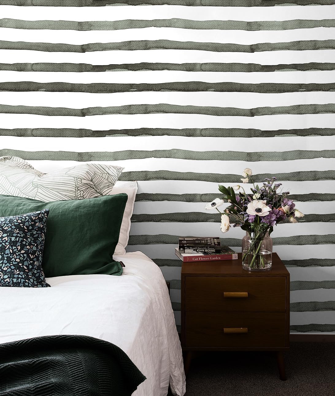 HAOKHOME Blue Wallpaper Peel and Stick Wall Paper Striped Coastal Boho Removable Indigo Blue/White Vinyl Self Adhesive for Bathroom Decor 17.7in x 32.8ft