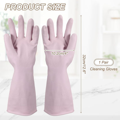 uxcell Rubber Cleaning Gloves, Reusable Household Dishwashing Long Rubber Gloves with Non-slip Grip