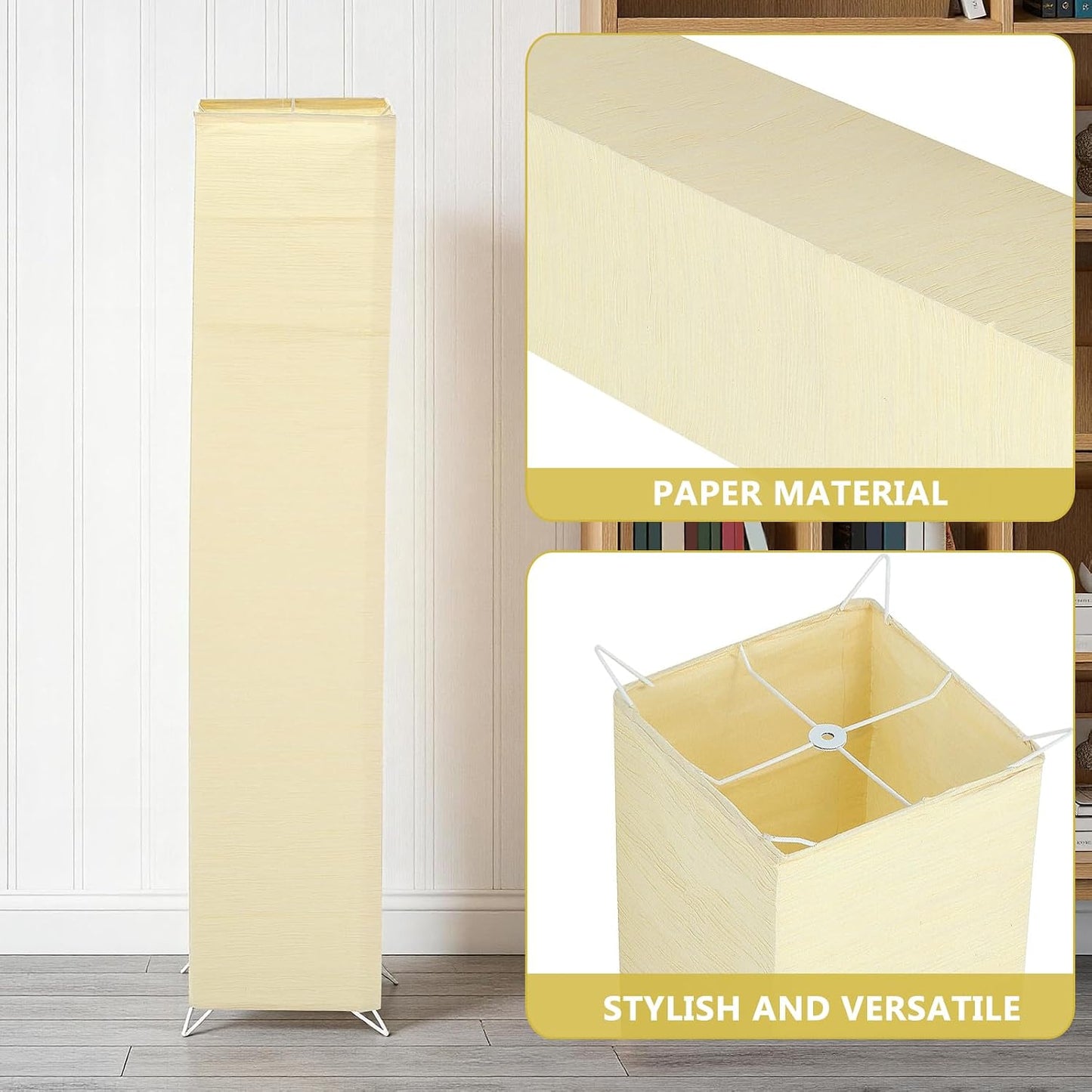 49 Inch Rice Paper Floor Lamp Shade Replacement, Large Japanese Style Standing Light Cover with Iron Supports, Foldable Minimalist Column Lampshade for Bedroom, Living Room, and Office
