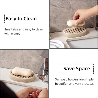 Soap Dish, Bar Soap Holder, Travertine Stone Look, Off White | Self Draining,Sponge Holders Tray for Shower,for Dispenser,Scrubber,Bottle,Cup on Bathroom Kitchen Bathtub Sink or Counter