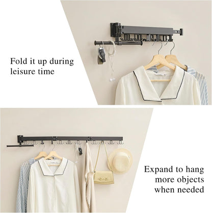 RFOUO Wall Mounted Clothes Drying Rack,Drying Rack Clothing Wall Mount with Foldable Features(Tri-Fold),Space Saver,Wall Mounted Drying Rack for Laundry Balcony Bathroom (White)